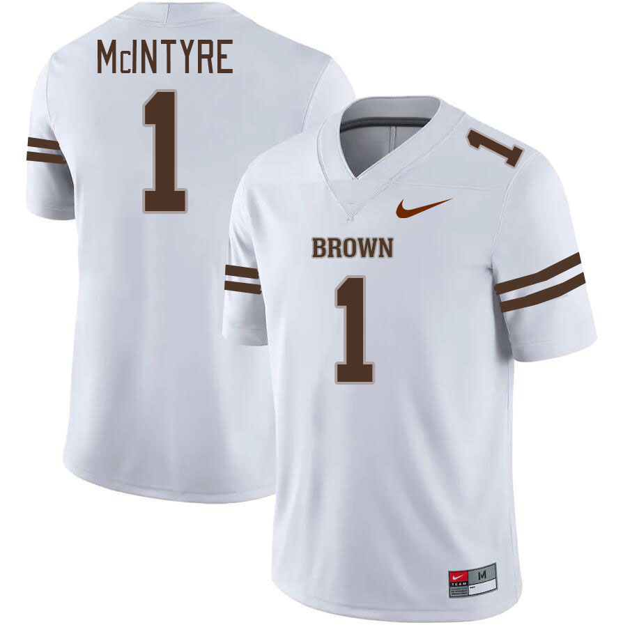 Men-Youth #1 Jordan McIntyre 2023 Brown Bears College Football Jerseys Stitched-White